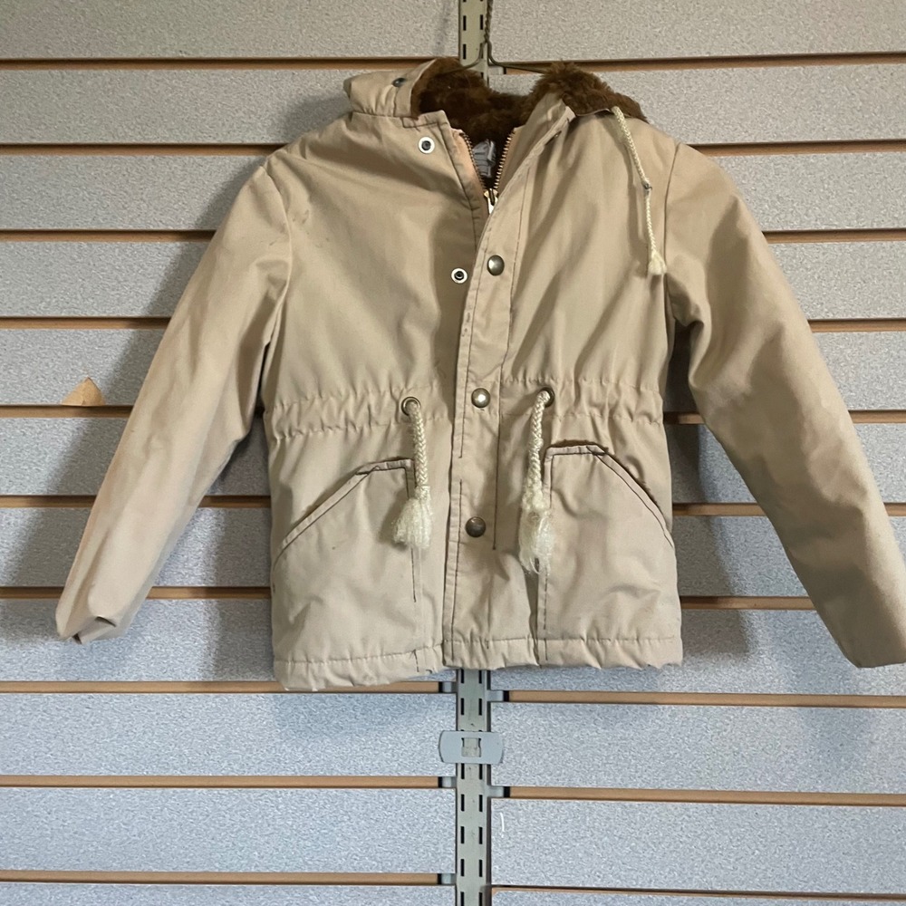 Vintage Jr. Boys JCPenney Sports Outerwear Hooded Winter Jacket Beige Sz 4 5‎